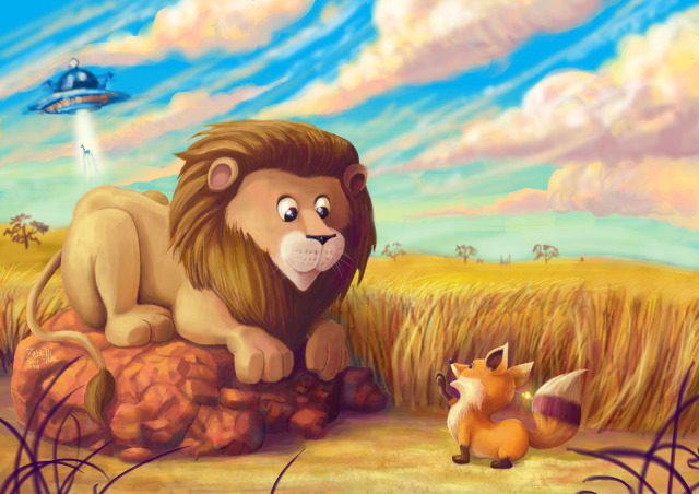Truyện song ngữ: Cáo và sư tử